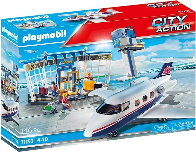 Set figurina Playmobil City Action 71153, Aeroport me Aeroplan, plastikë