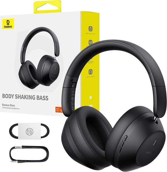 Kufje wireless Baseus Bass 30 Max, over-ear, ANC, Bluetooth 5.3, e zezë Kufje wireless Baseus Bass 30 Max, over-ear, ANC, Bluetooth 5.3, e zezë