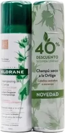 Shampon i thatë për flokë, Klorane, Oily Hair Dry Shampoo Brown Nettle, unisex, 2x150ml