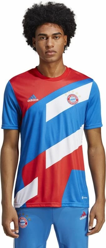 Fanellë adidas për meshkuj, FC Bayern, e bardhë me të kuqe dhe blu