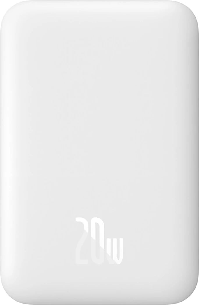 Powerbank Baseus Magnetic Mini Air PPCXM06A, 6000mAh, 20W, MagSafe, me kabllo USB-C, Bardhë