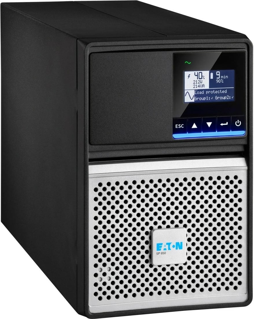 UPS Eaton 5P650IG2 650VA 520W line-interactive valë e plotë sine 4x IEC-C13 hyrje C14 tower, e zezë/argjend