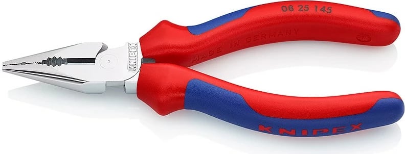 Pinca të holla Knipex 08 25 145, çelik, dorezë plastike, 145mm, kuqe/kaltër