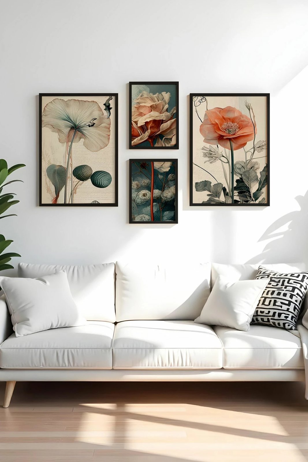 Piktura dekorative me kornizë MDF (4 copë), Wallity, Huhu454-S