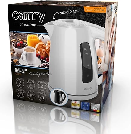 Zierëse uji elektrike, Adler, CR 1255, 1.7 L, 2200 W, plastikë, e bardhë