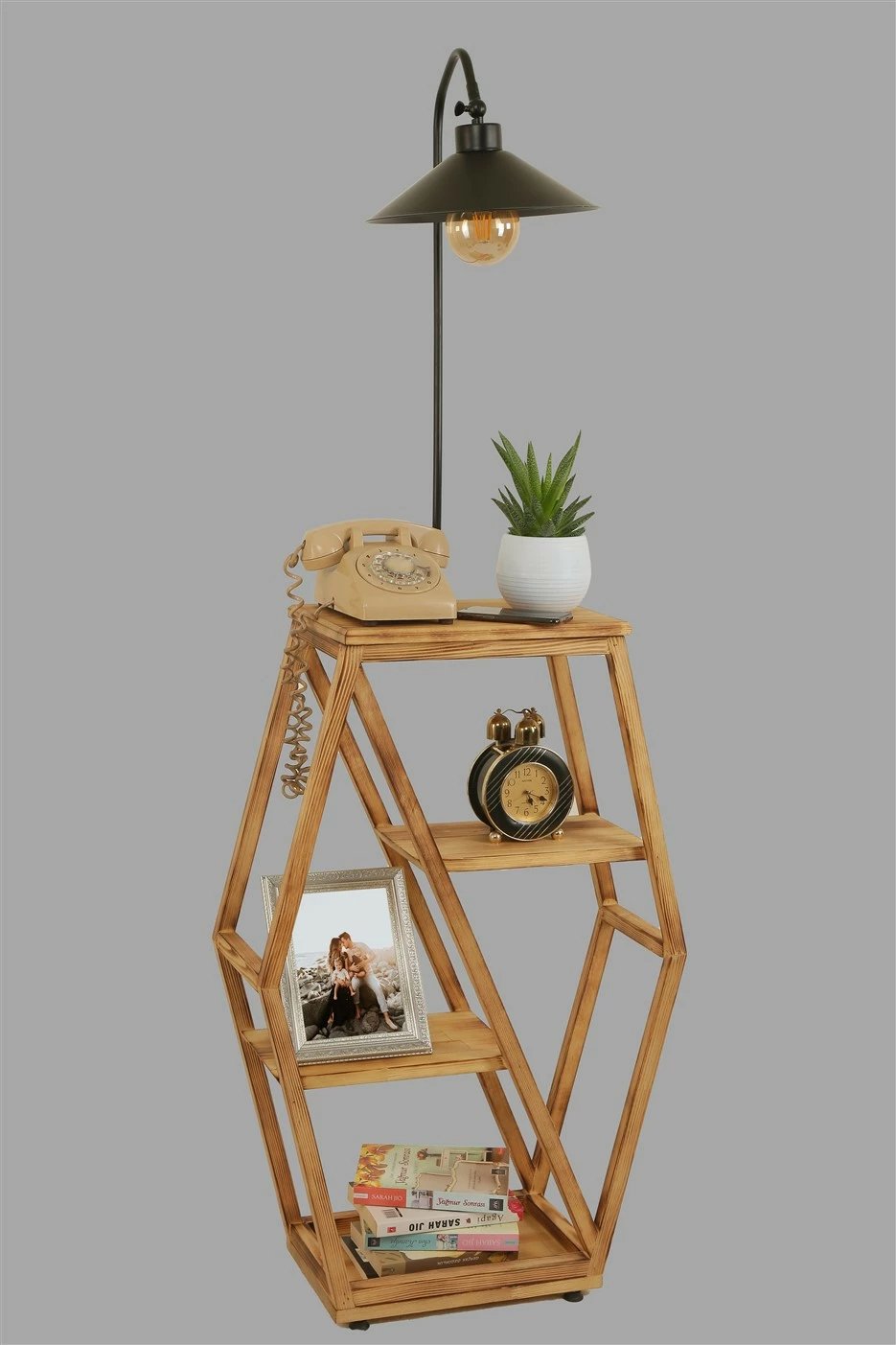 Llambë dyshemeje Opviq, 8526-1, ngjyrë kaki, me raft librash