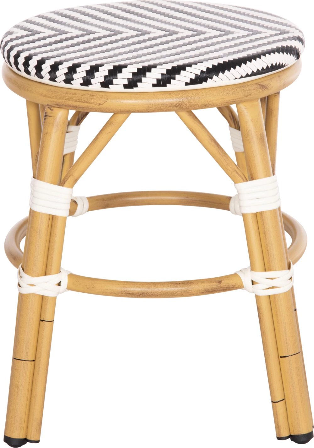 Karrige për bar, alumini, pamje bambuje, CHINO FH6285.03, tekstilene bardhë-e zezë, Φ36x46Hcm