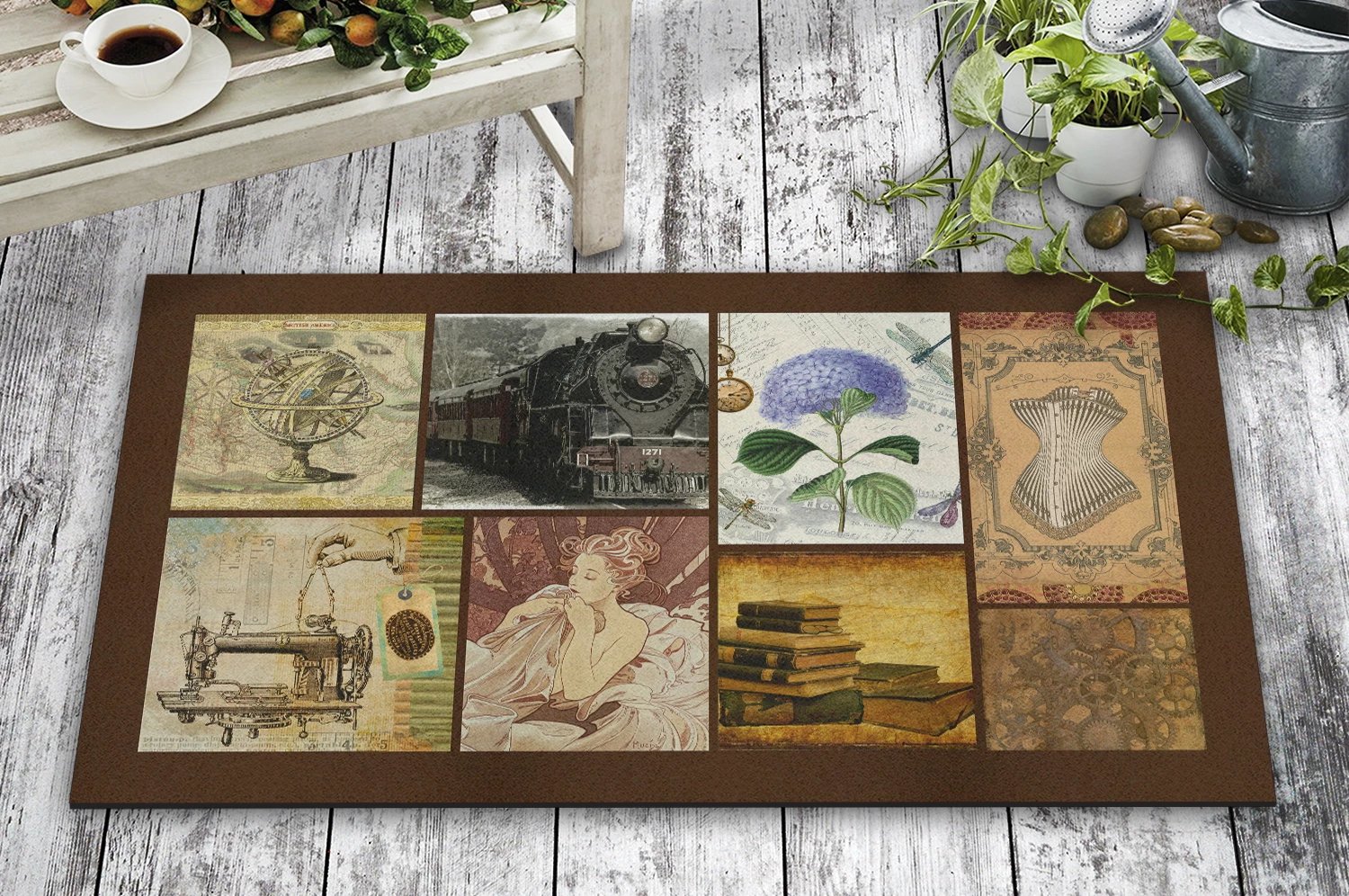 Shilte hyrëse PVC Aberto Design, shumëngjyrëshe, motiv treni, 45x70cm