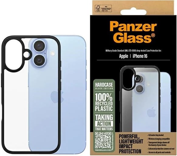 Mbështjellës PanzerGlass HardCase për iPhone 16, 6.1", zi