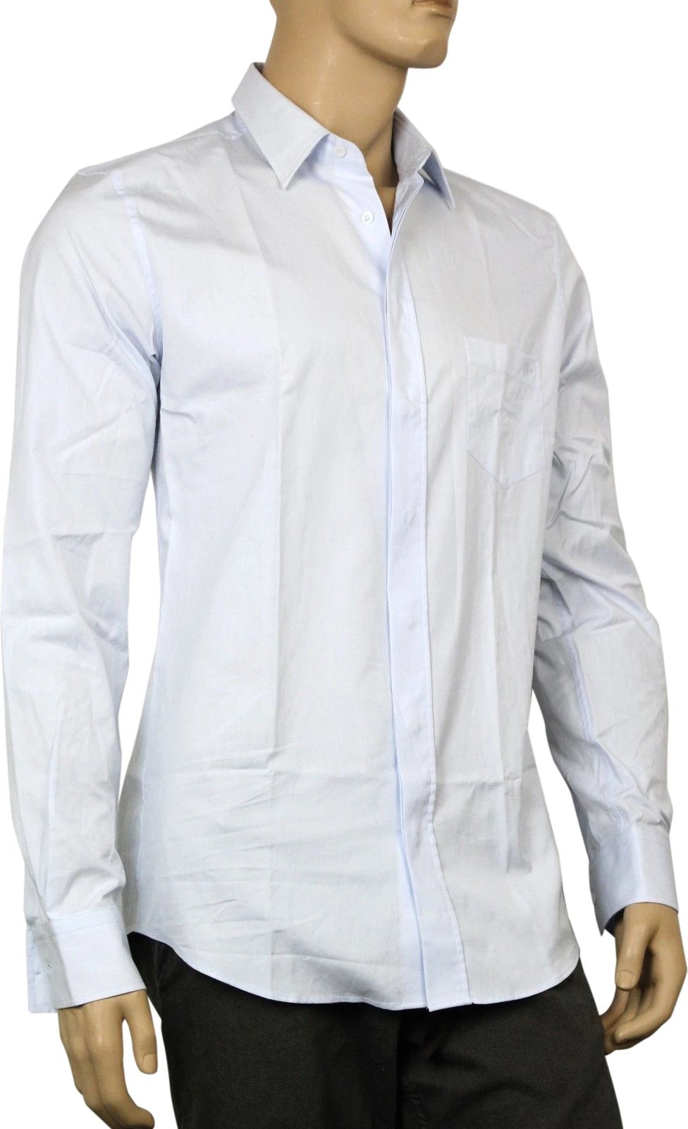 Gucci Men's Horsebit Classic Light Blue Cotton Button-Down Dress Shirt
