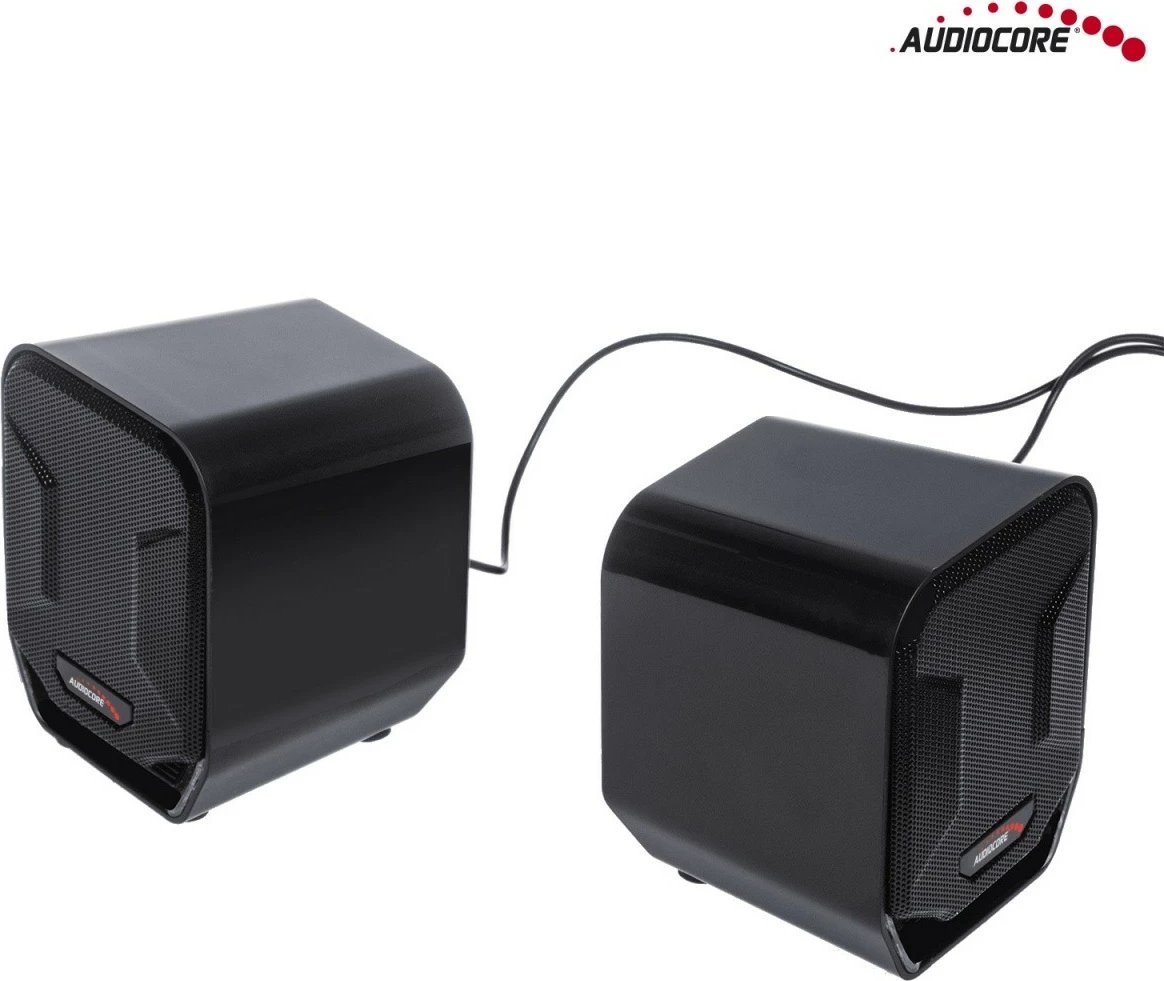 Altoparlantë kompjuteri, Audiocore AC865B, 2.0 6W, USB 5V me minijack 3.5 mm, ndriçim LED blu, të zinj-blu