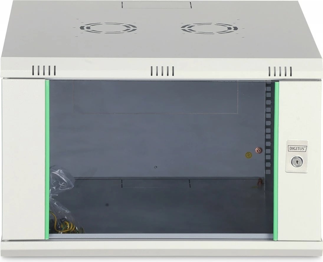 Kabinë rrjeti murale 19", Digitus DN-37102, 7U, 385x600x600 mm, derë xhami, 60 kg, gri, i pamontuar