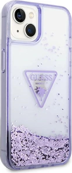 Mbështjellës Guess Liquid Glitter Palm për iPhone 14 Plus 6.7", vjollcë