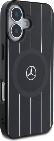 Mbështjellës Mercedes MB Double Layer Crossed Lines MagSafe për iPhone 16, zi