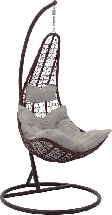 Lëkundëse varëse Soleil, metal, kafe, jastëk bezhë, 103x83x200cm