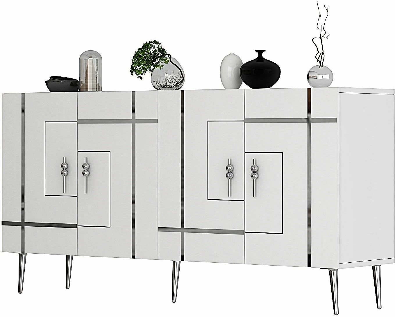 Konsol Skye Decor, Line KB150, e bardhë, argjend