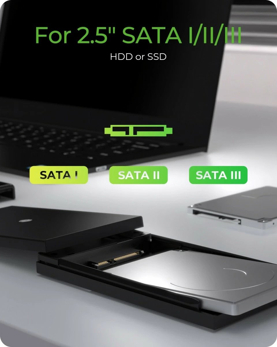 Kasë e jashtme IcyBox IB-200T-C3 për SSD/HDD 2.5", USB 3.2 Gen 1, e zezë