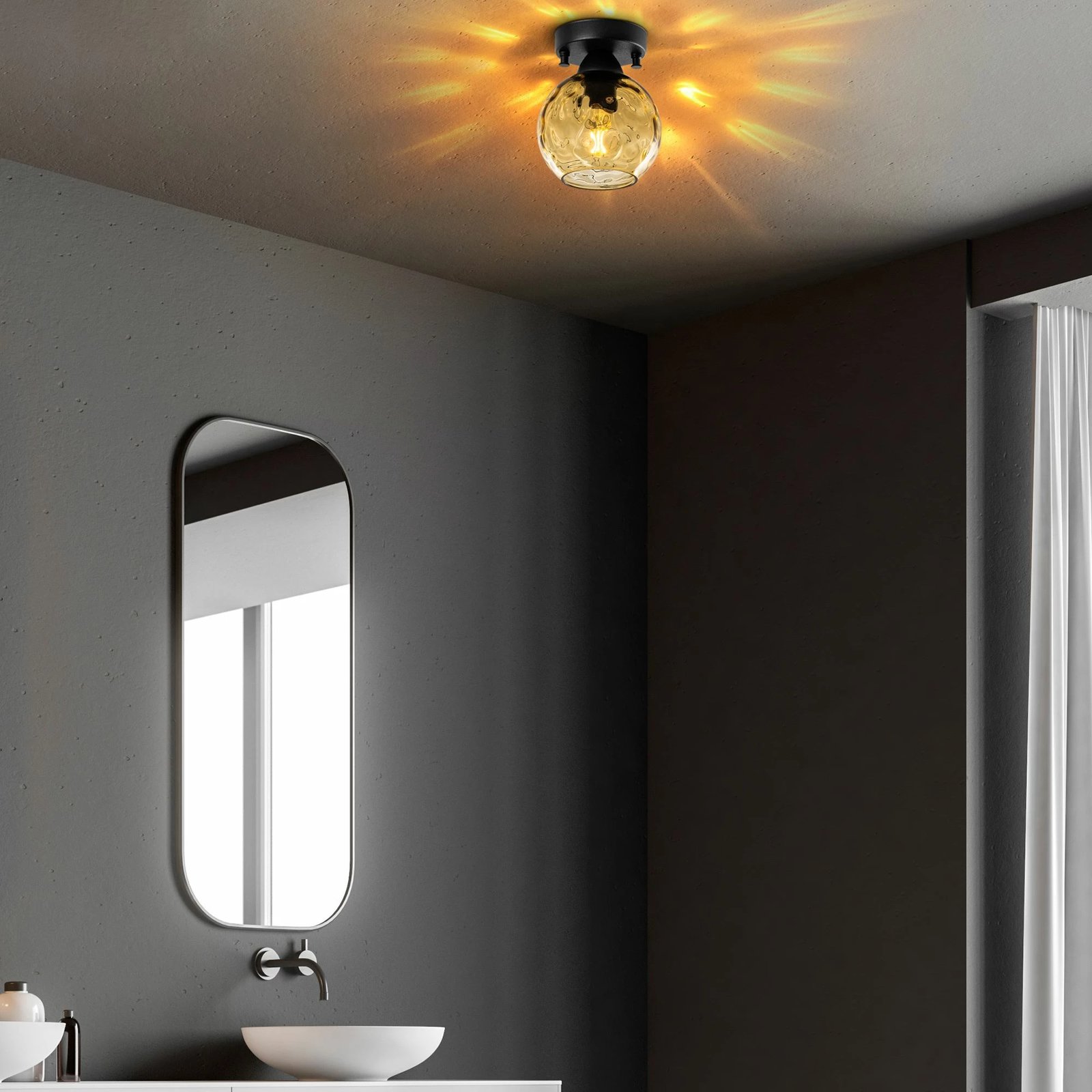 Llambë tavani Opviq Benek, e verdhë dhe e zezë, 15x15x18cm