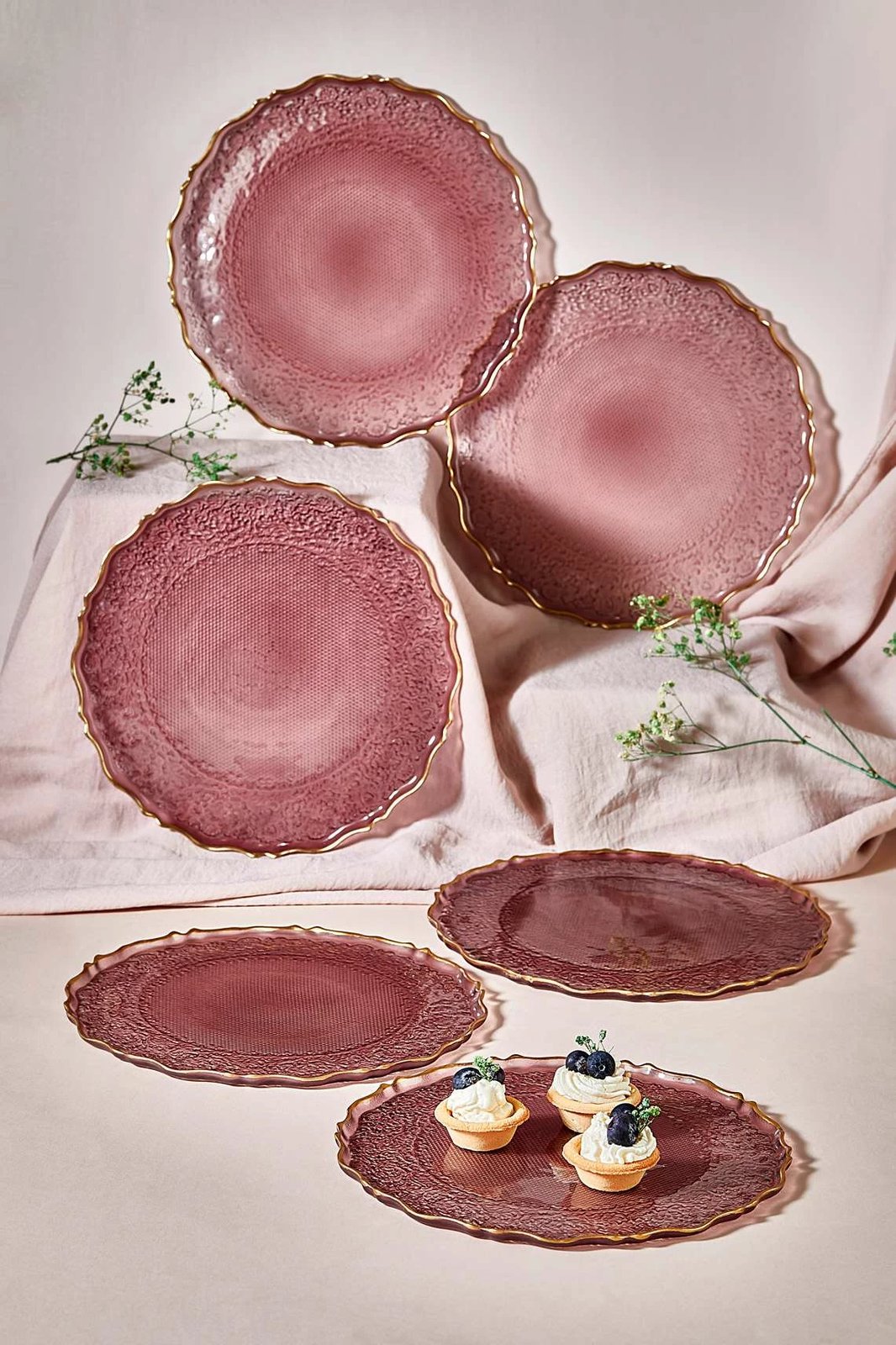 Set pjatash ëmbëlsirash (6 copë), Hermia, Goblen - ngjyrë kumbulle