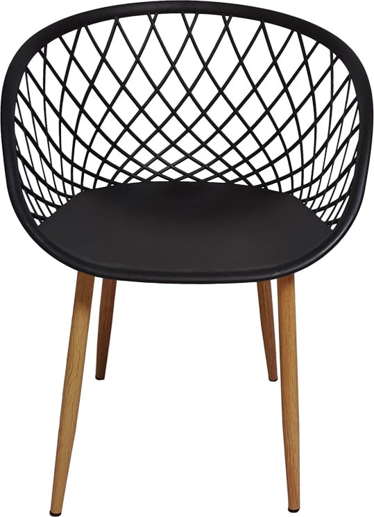 Karrige Ezra e zezë pp-këmbë metalike natyrale 62x42x82cm