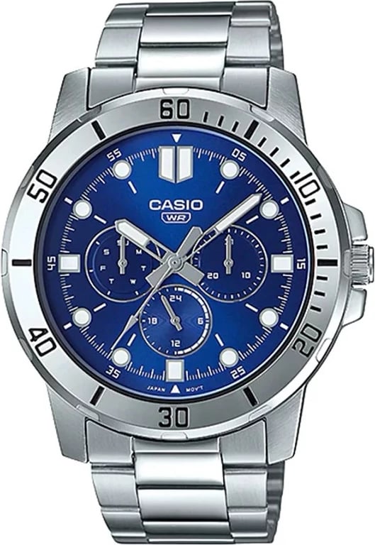 Orë dore Casio Collection Diver Multifunction për meshkuj, blu