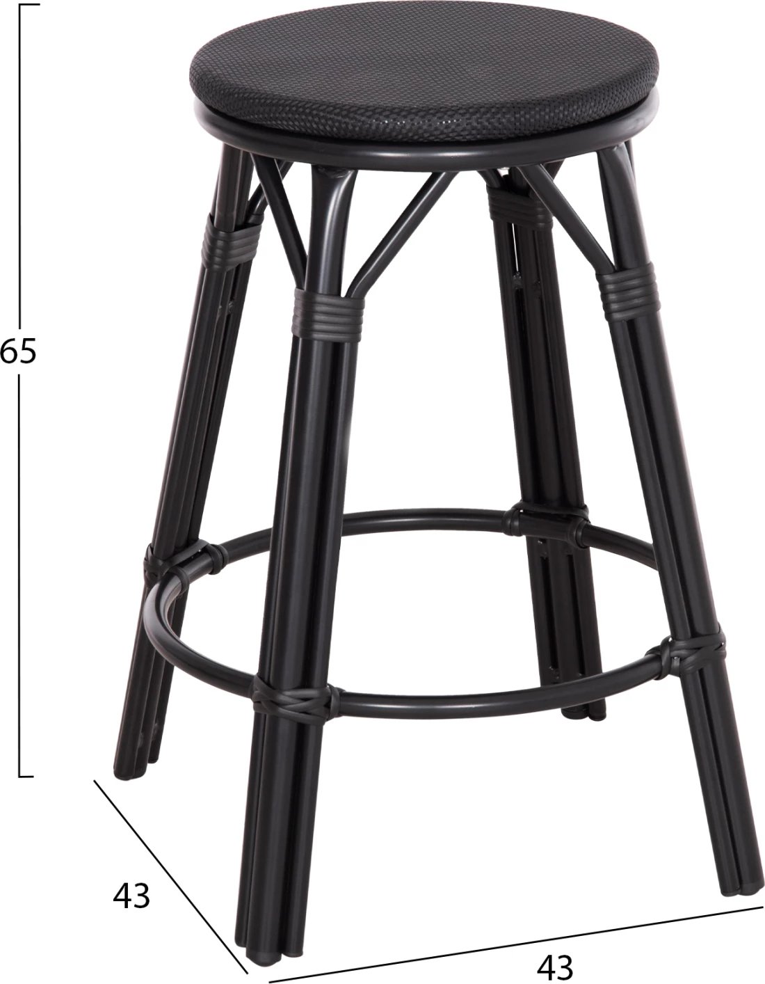 Karrige për bar, lartësi mesatare, pamje bambuje, CHINO FH6286.02, ngjyrë e zezë, Φ43x65H cm