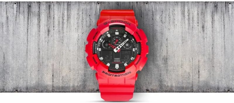 Orë dore për meshkuj Casio G-Shock, e kuqe