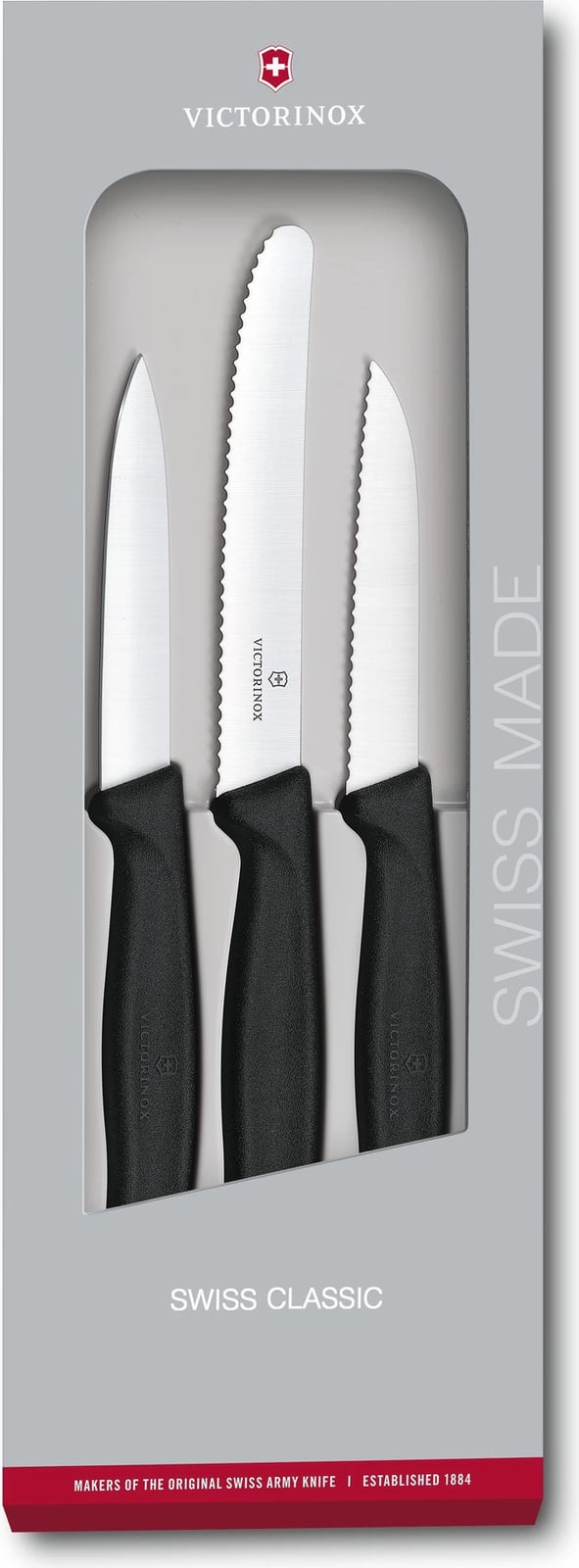 Thikë Victorinox për prerje SwissClassic se , 3 copë, e zezë 