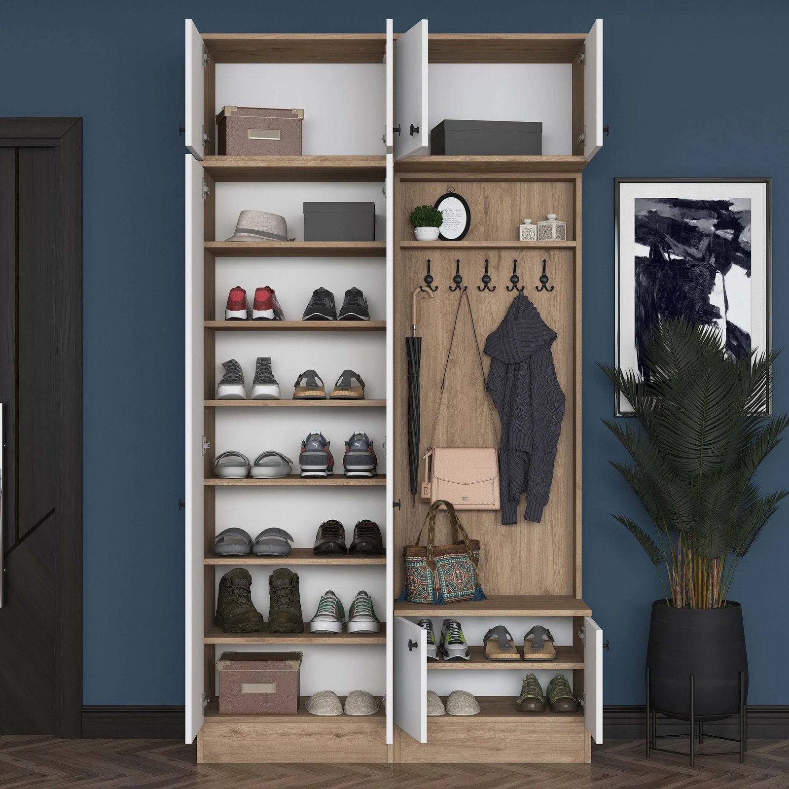 Stendë korridori Skye Decor, EA144 - 3838, ngjyrë arrë dhe e bardhë