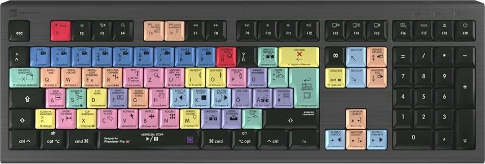 Tastierë LogicKeyboard Astra 2 për Adobe Premiere Pro CC, Mac, DE layout
