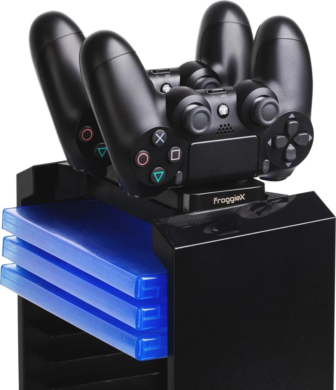 Kasë mbajtëse dhe karikuese për konzolë PS4 FroggieX, e zezë