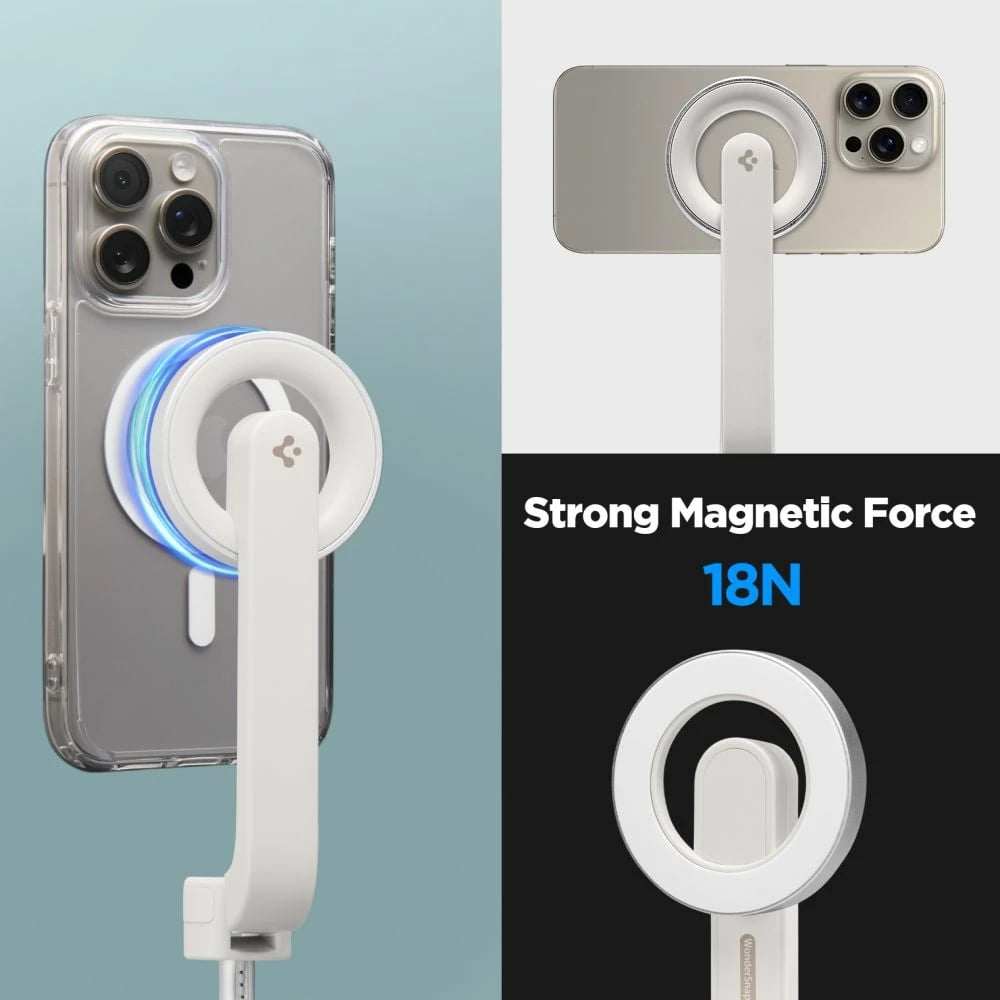 Selfie stick Spigen S571W me tripod, MagSafe, Bluetooth, bezhë