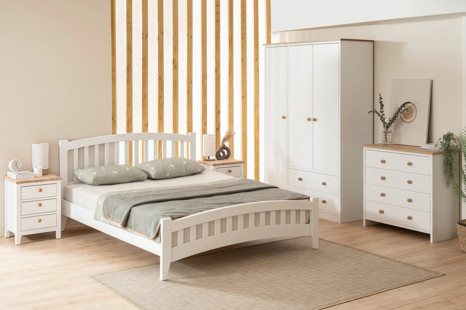 Krevat dopio Hanah Home, Lrya Modern Country, 120x200, i bardhë