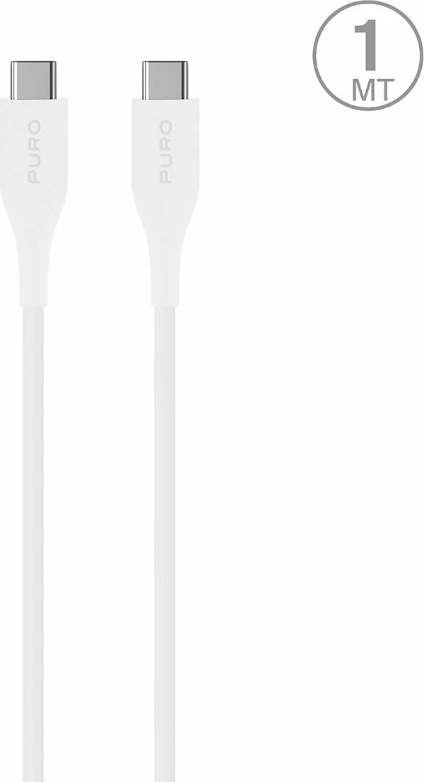 Kabllo USB-C në USB-C Puro Plain, 1m, 2A, Bardhë Kabllo USB-C në USB-C Puro Plain, 1m, 2A, Bardhë