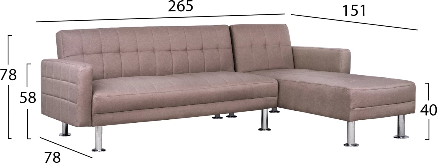 Divan këndor multifunksional, ngjyrë bezhë, Holden FH3147.02, 265x151x78 cm