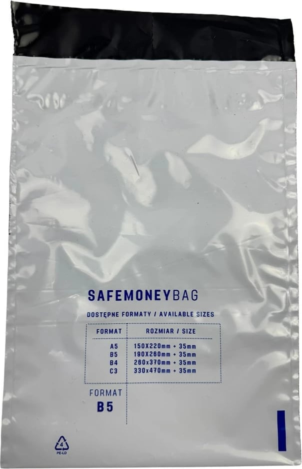 Zarf sigurie BESTPAK SAFEMONEYBAG, 190x260+35 mm, 100 copë, Bardhë