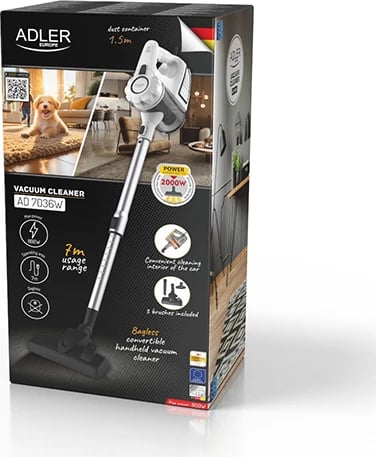 Fshesë me korrent vertikale pa thes, Adler AD 7036w, 800W, depozitë 1.5L, kabllo 5m