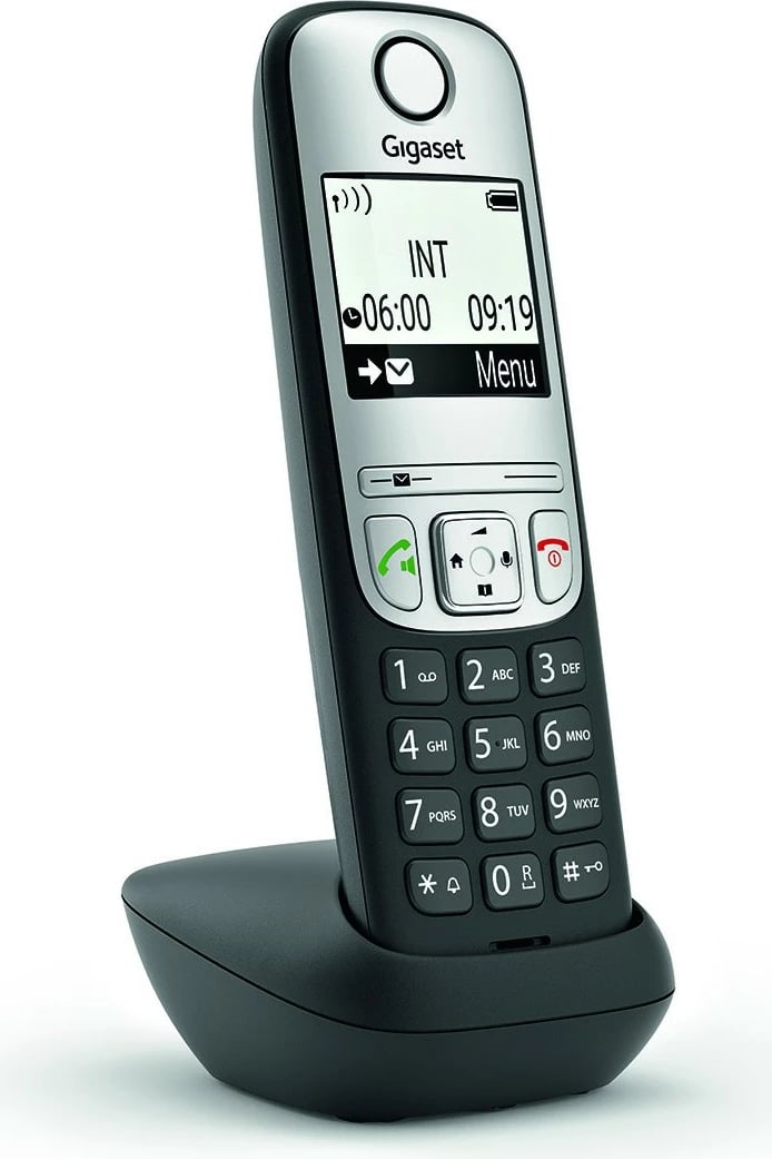 Telefon pa tela Gigaset A690HX, 2 inç, 150 kontakte, altoparlant, zi/argjendtë