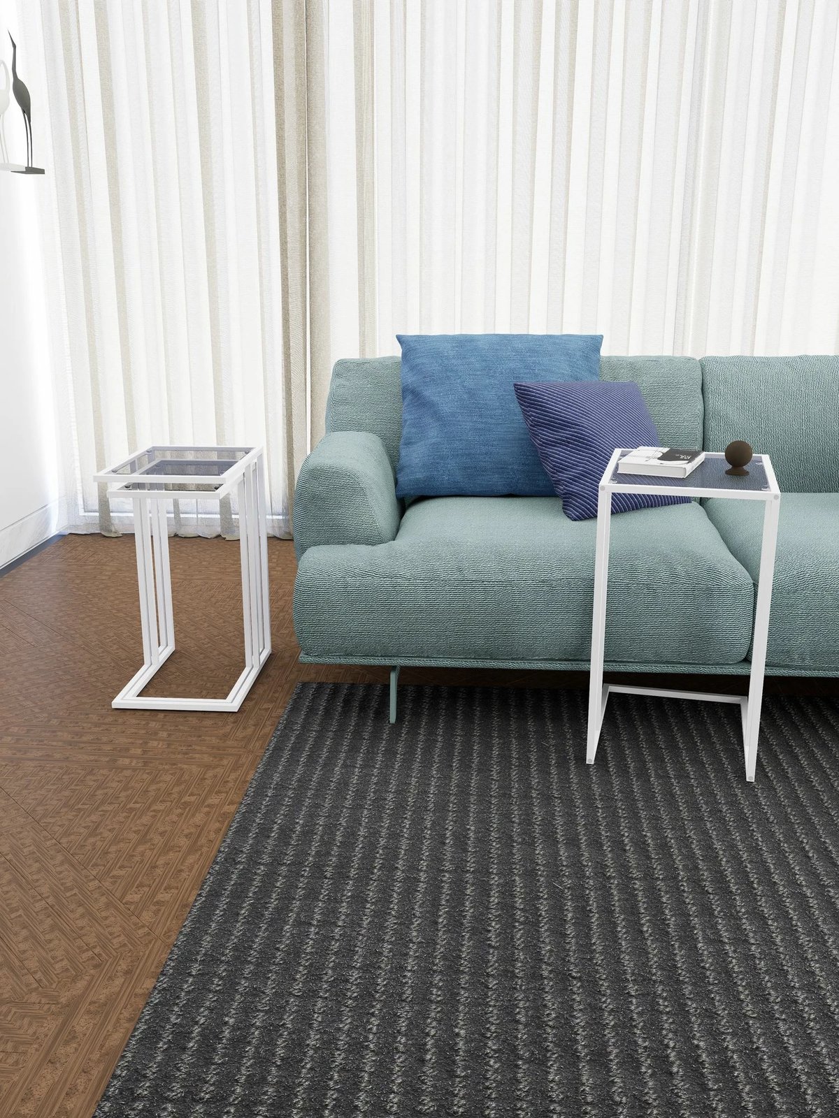 Set tavolinash të vendosshme, 3 copë, Hanah Home Ibiza C, e bardhë, fume