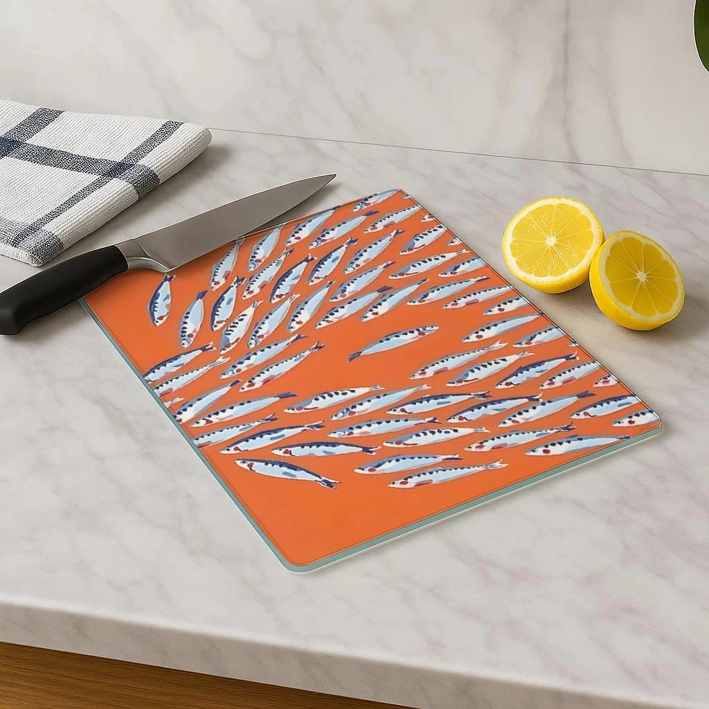 Dërrasë prerëse Hermia, qelq i temperuar, shumëngjyrëshe, 30x40cm