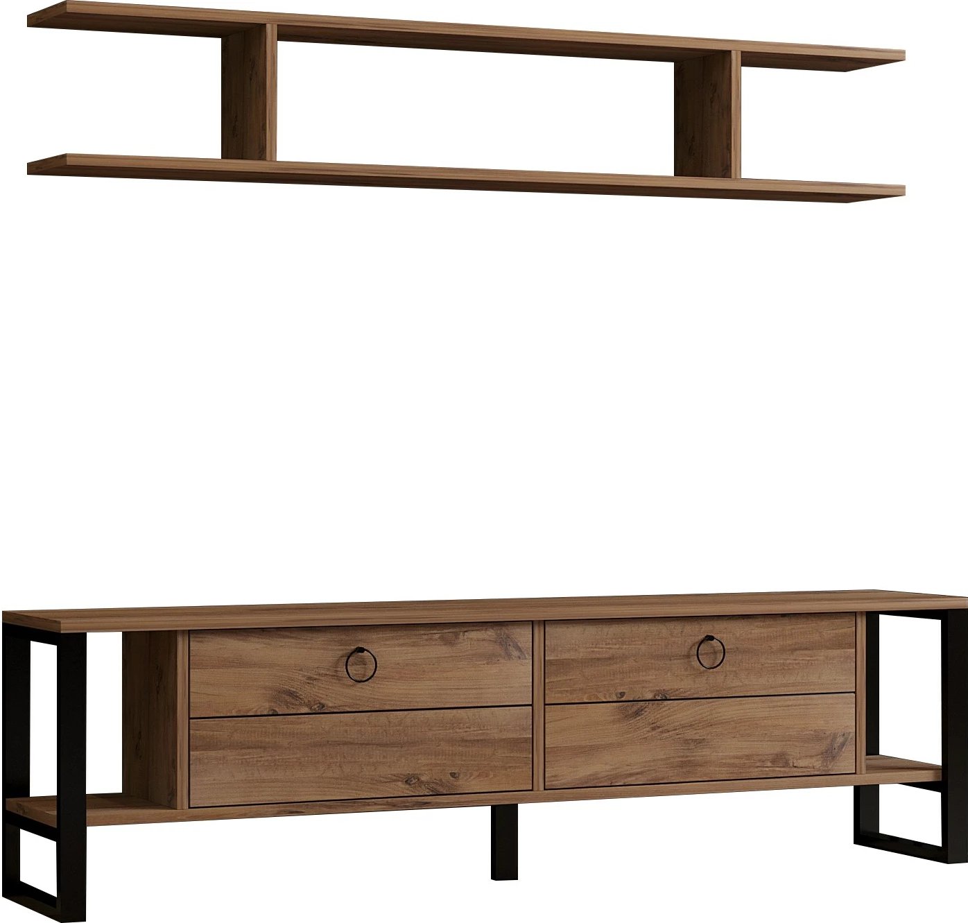 Komodë TV Skye Decor, ngjyrë Atlantic Pine, me rafte muri