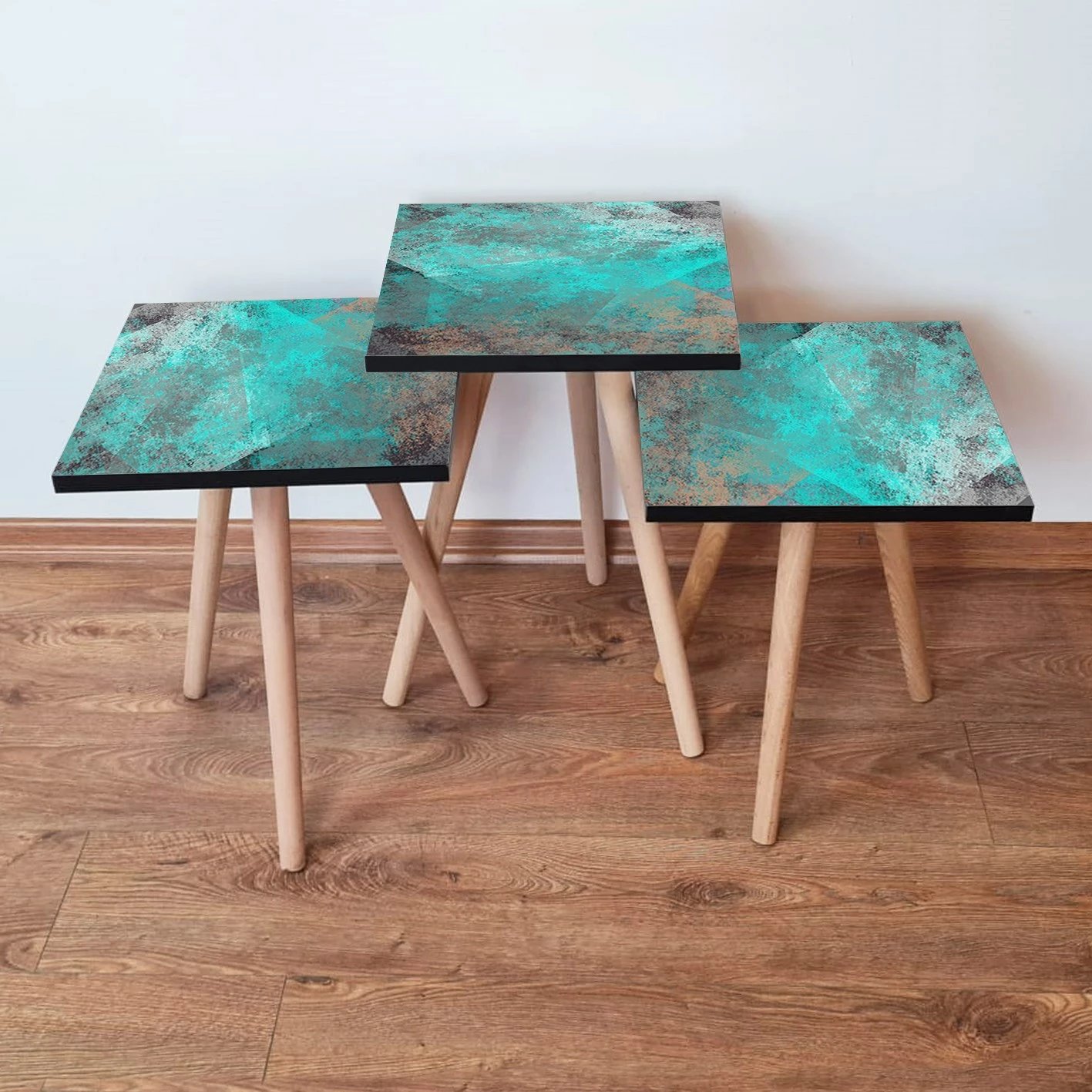 Set tavolinash ndihmëse, 3 copë, ngjyrë kaltër, Skye Decor, 3Shp57