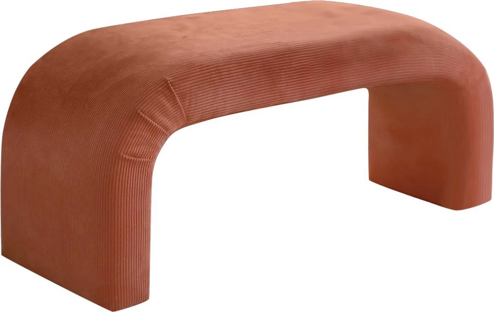 Pouf Atelier del Sofa, Nu Bench, kadife kordon, ngjyrë korale