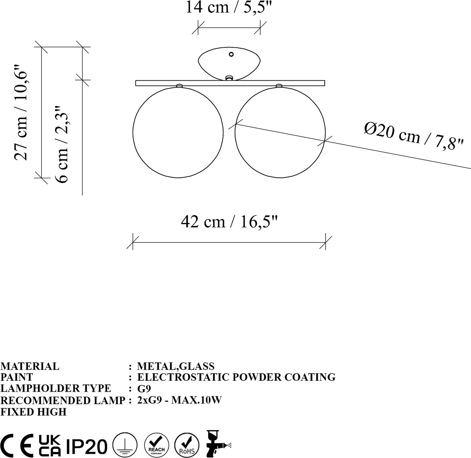 Llambë tavani Opviq, Luminar - 14115, trup metalik, ngjyrë e zezë