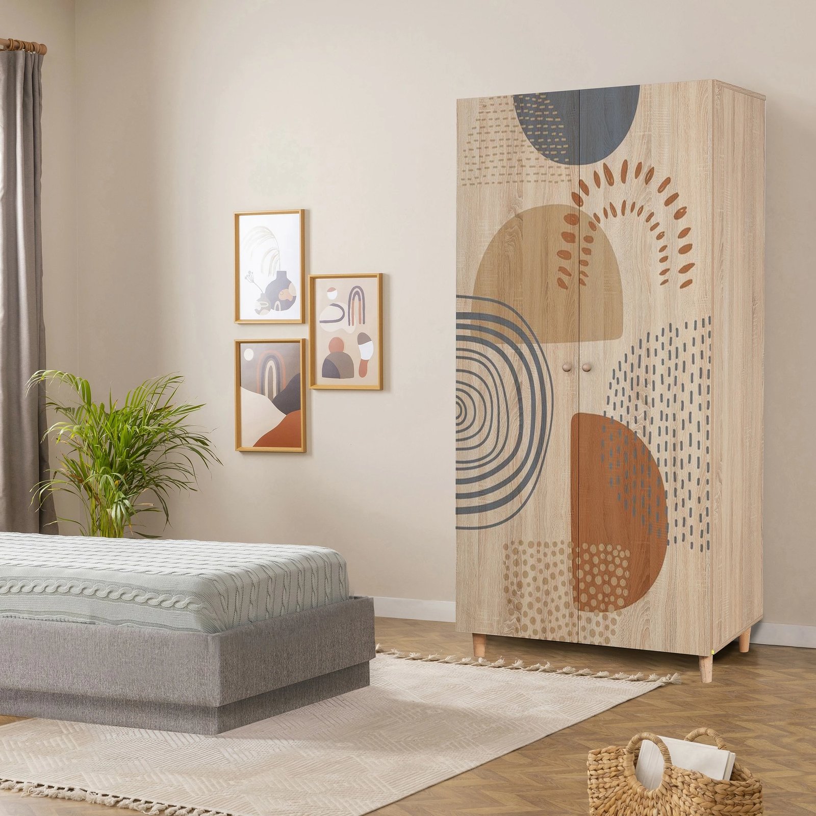 Dollap garderobe Skye Decor, Lidya 2, ngjyrë sonomo, 90x192x52 cm