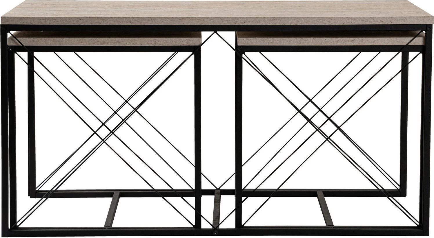 Set tavolinash kafeje Hanah Home, Defne, e zezë, travertin