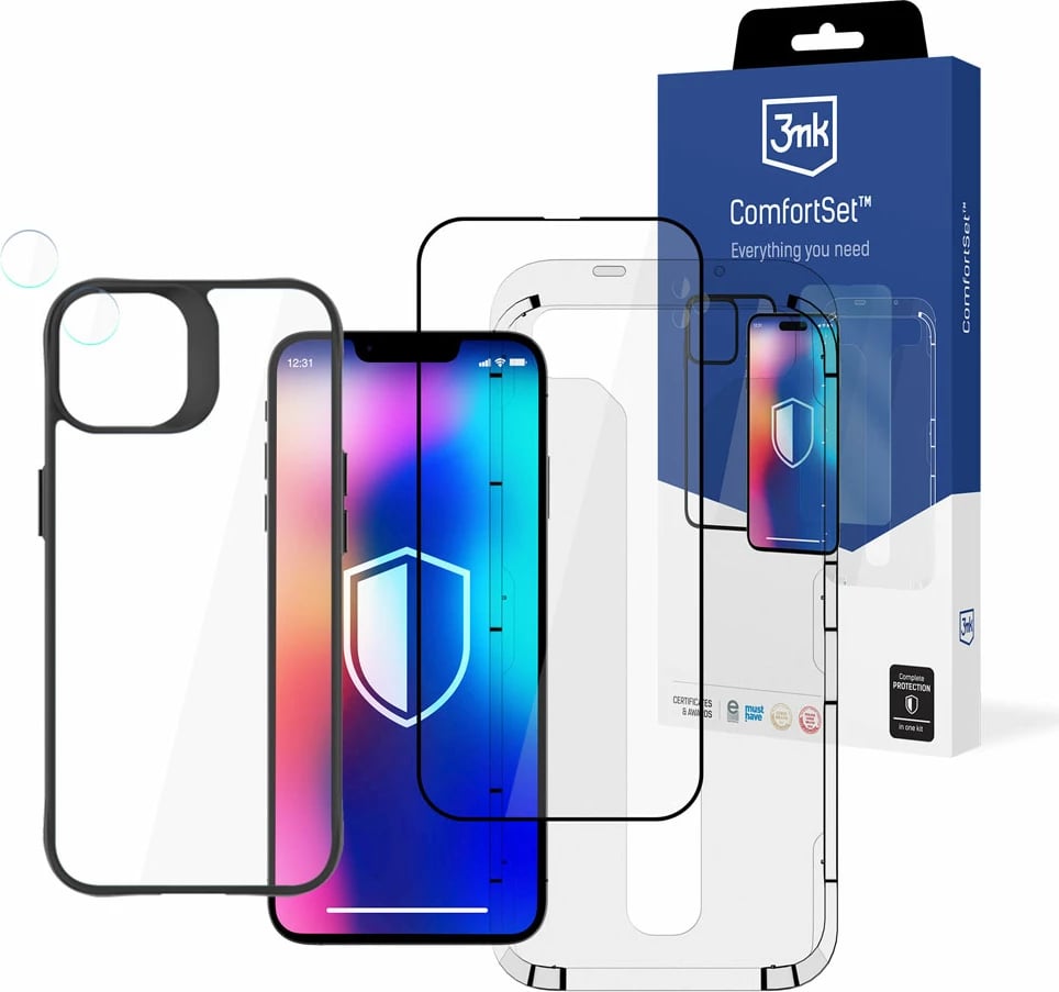 Mbështjellës 3mk Protection Comfort Set 4in1 për iPhone 14 Plus, i zi