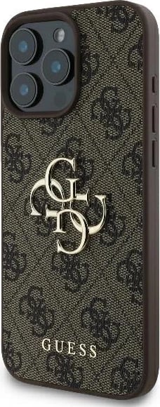 Mbështjellës Guess për iPhone 16 Pro Max 6.9, 4G Big Logo, hardcase TPU/PC/eko-lëkurë, kafe