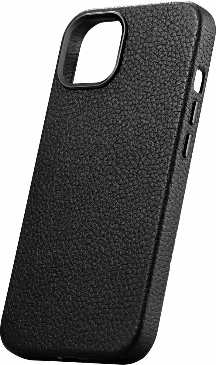 Mbështjellës iCarer Litchi Premium për iPhone 14, lëkurë natyrale, MagSafe, i zi