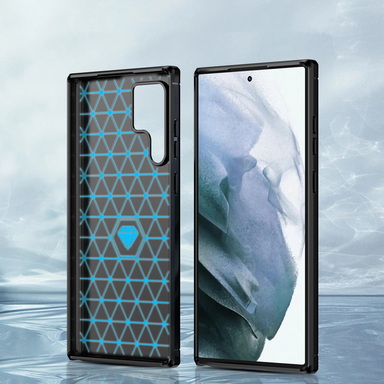 Mbështjellës Hurtel Carbon Case për Samsung Galaxy S23 Ultra, TPU, i zi